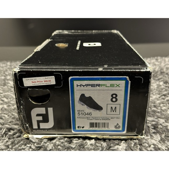 Footjoy Golf Shoes Sneakers Size 8 Black Hyperflex 2.0 Performance Mesh New - Picture 10 of 10